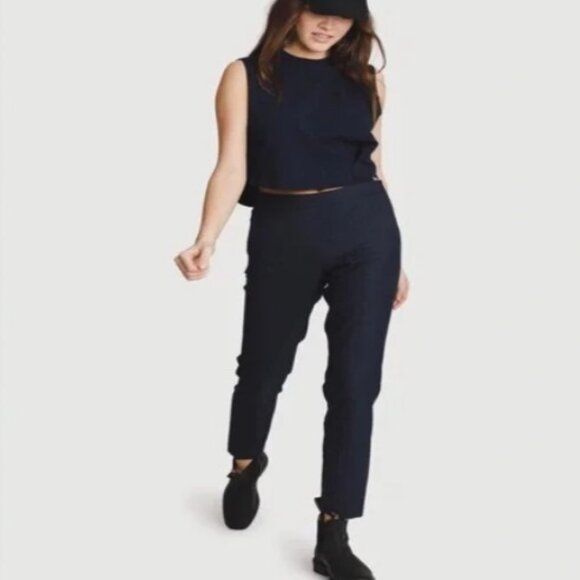 Kit And Ace Go To Trousers Dark Navy Blue Size 0 Wool Dress Pants - Picture 2 of 13